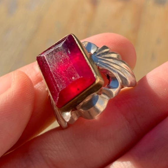 Stunning rare Vintage Solid Silver Ring Exquisite… - image 12