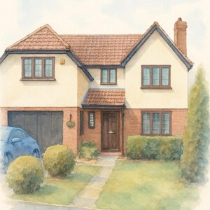 Digital Watercolour House Portrait | From Your Photo | Choose Your Style | Instant Download image 5