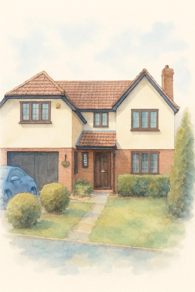 Digital Watercolour House Portrait | From Your Photo | Choose Your Style | Instant Download image 5