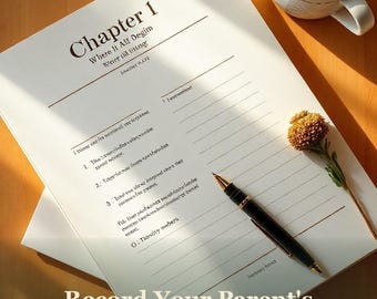 Parent Life Story Interview Kit | 40 Questions, Transcription Template (Digital Download)