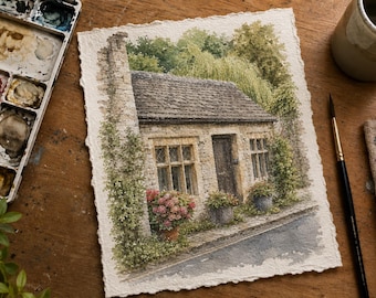 Handgeschilderd aquarelportret van een huis | Op maat gemaakt huisportret (digitale kopie)
