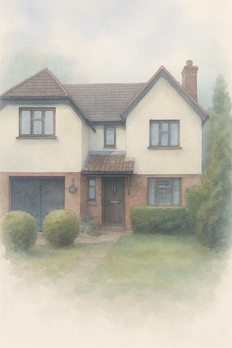 Digital Watercolour House Portrait | From Your Photo | Choose Your Style | Instant Download image 2