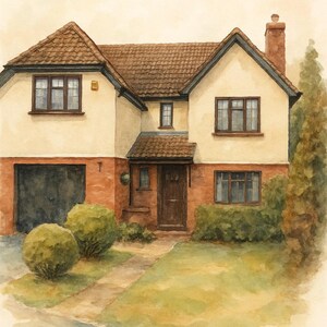 Digital Watercolour House Portrait | From Your Photo | Choose Your Style | Instant Download image 3