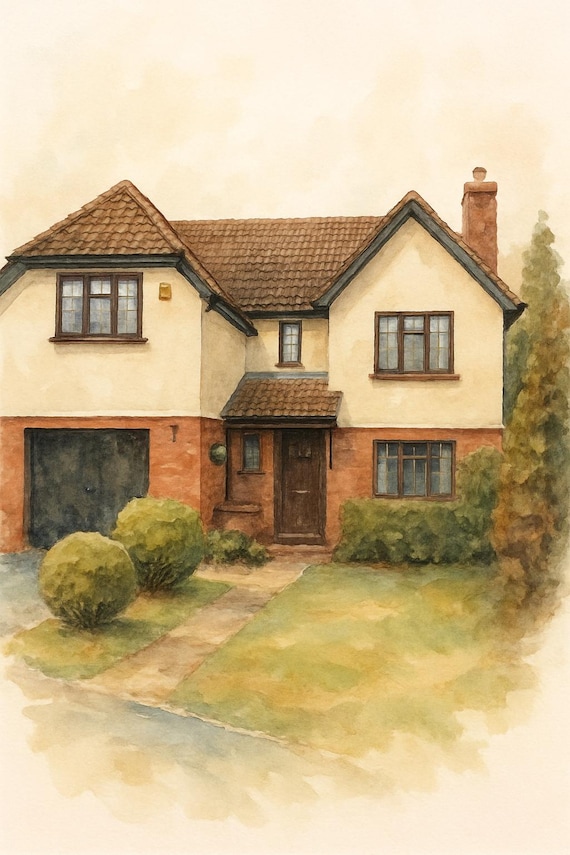 Finished QuietHorizonArt watercolour house portrait