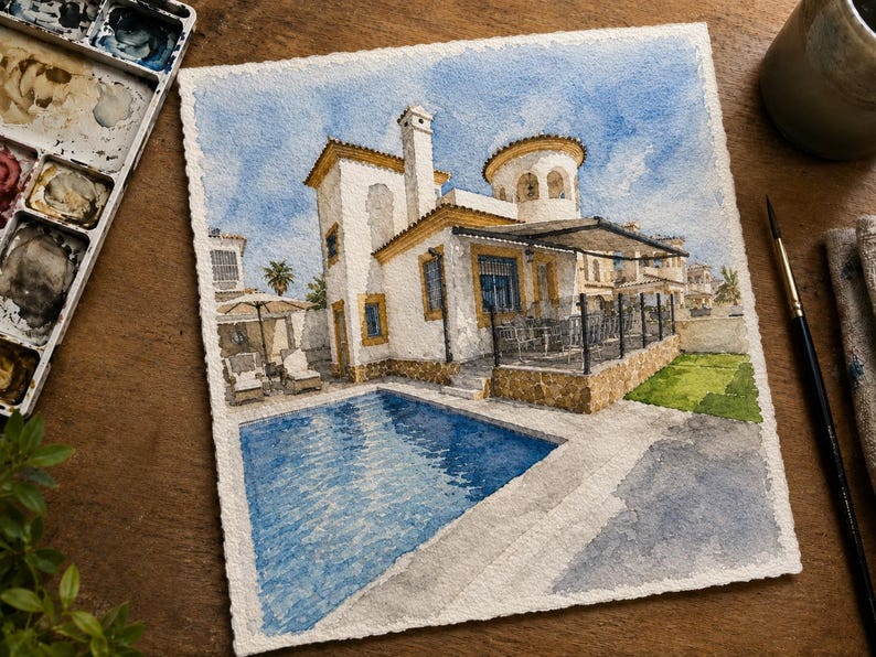 Ritratto di casa dipinto ad acquerello a mano / Commissione personalizzata per la casa (copia digitale) immagine 4