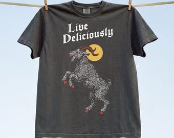 Black Philip Live Deliciously T-Shirt, Horror Movie Graphic Tee for The Witch