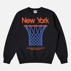 New York Basketball Sweatshirt, NY Bball Streetwear Crewneck Black