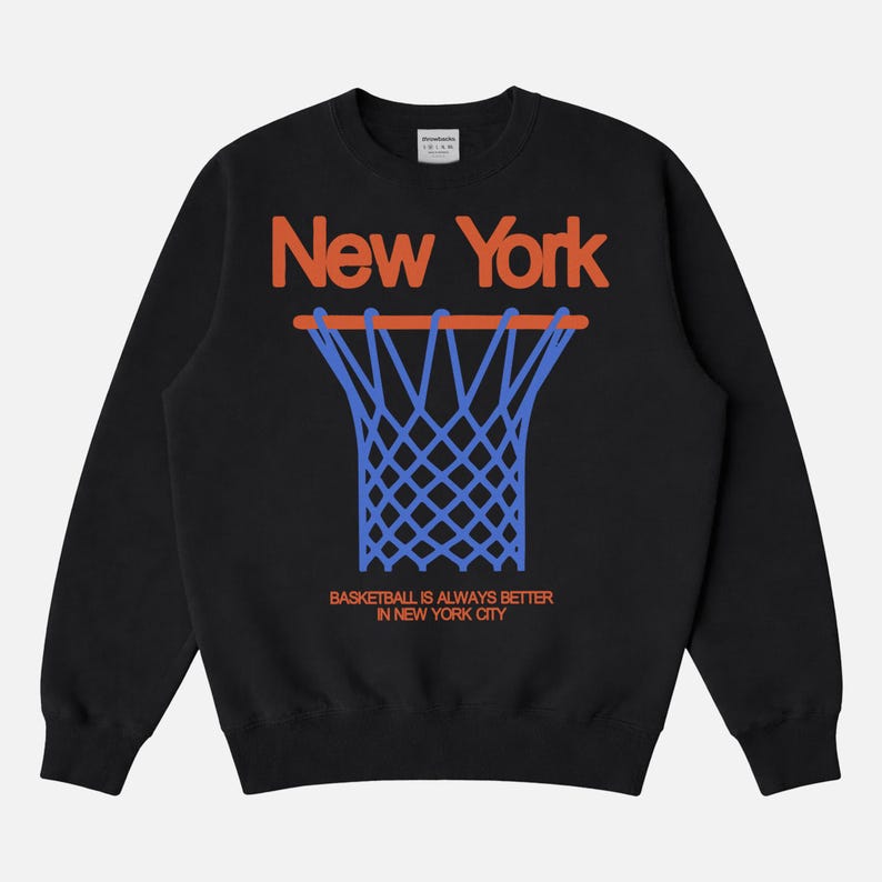 New York Basketball Sweatshirt, NY Bball Streetwear Crewneck Black