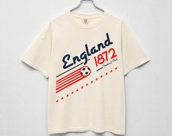 England Fussball T-Shirt, Retro 90er Jahre UK World Fussball Team Grafik T-Shirt