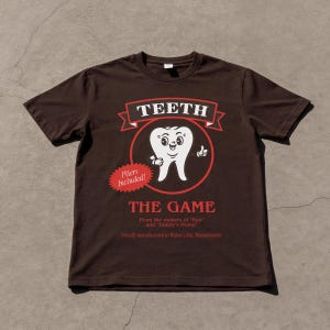 Teeth Widow's Board Game T-Shirt, Funny Bay TV Graphic Tee Dark Chocolate