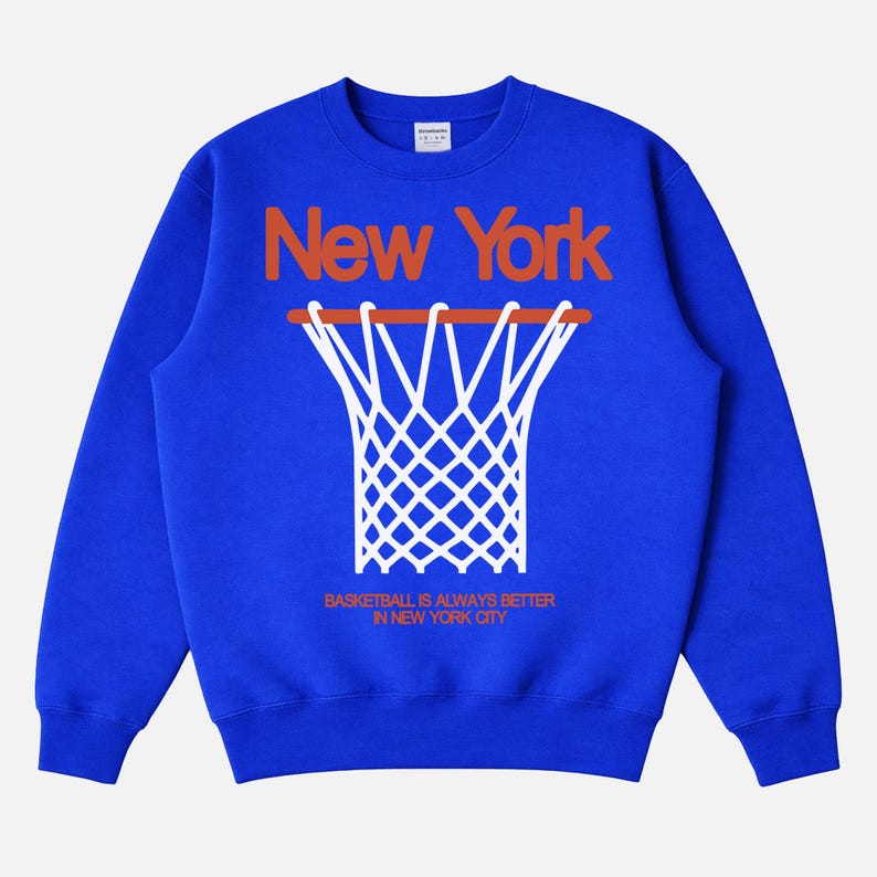 New York Basketball Sweatshirt, NY Bball Streetwear Crewneck Royal Blue