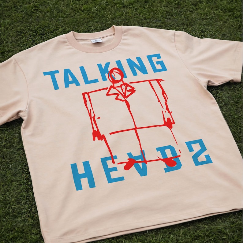 David Byrne Suit T-Shirt, Retro 80s Music Band Graphic Tee for Talking Heads Natural