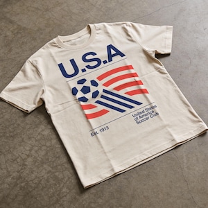 90er Jahre USA Fussball Trikot, Retro USA Team Grafik Tee Sand