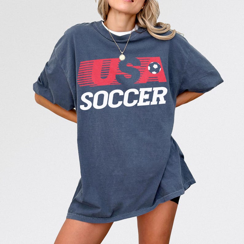 USMNT USWNT World Cup 2026 vintage 80s 90s style graphic t-shirt, washed navy throwback United States Comfort Colors graphic tee shirt