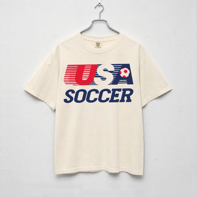 USA Soccer Team Graphic Tee, 80's United States Fan Apparel IVORY