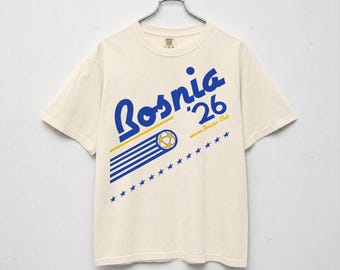 Retro Bosnia & Herzegovina Soccer Cup T-Shirt, 90's World Team Graphic Tee