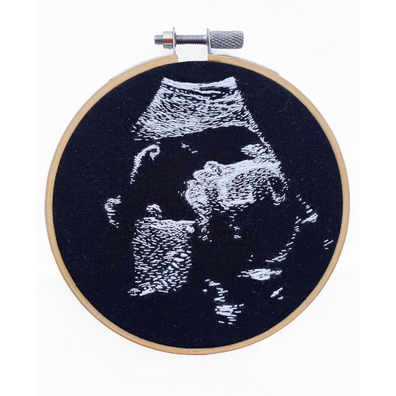 Custom Thread Painting Sonogram Ultrasound // Embroidered Portrait // Embroidery Personalized Gift // Gifts for Her // Baby Shower Ideas image 3