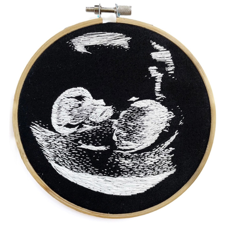 Custom Thread Painting Sonogram Ultrasound // Embroidered Portrait // Embroidery Personalized Gift // Gifts for Her // Baby Shower Ideas image 4