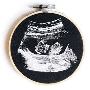 Custom Thread Painting Sonogram Ultrasound // Embroidered Portrait // Embroidery Personalized Gift // Gifts for Her // Baby Shower Ideas image 5