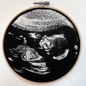 Custom Thread Painting Sonogram Ultrasound // Embroidered Portrait // Embroidery Personalized Gift // Gifts for Her // Baby Shower Ideas image 1