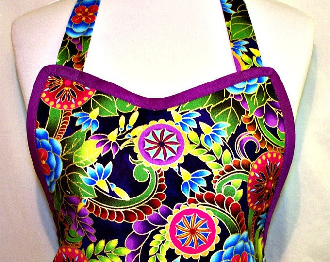 Apron GOLD & PURPLE Floral Medallions Elegant Glamour Etsy