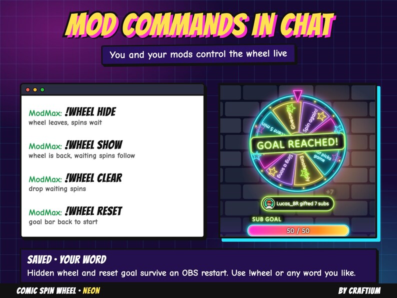 Widget Next. Sign Neon Spin Wheel Widget for Twitch | Glowing Neon Sign Wheel of Fortune ...
