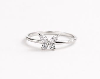 Fjärilsring, 925 sterlingsilver Moissanit diamantlöftesring, present till henne
