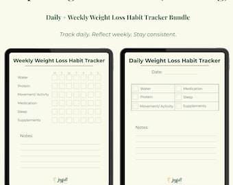 Planificador de hábitos para bajar de peso / Planificador imprimible diario y semanal / Seguimiento de hábitos simple en PDF
