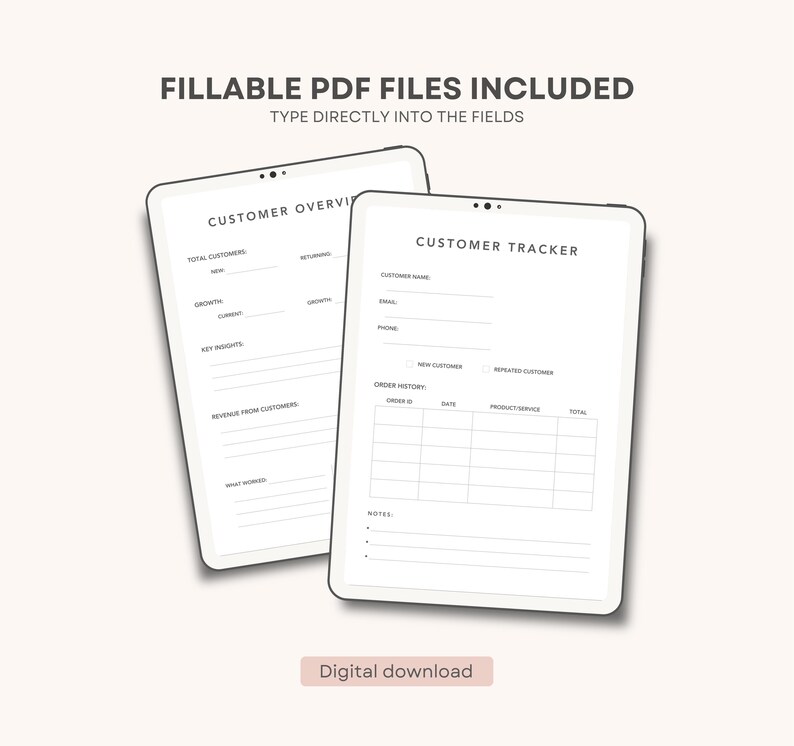 Tracking Paperwork Customer Tracker Printable PDF | Small Business CRM, Client & Sales Log ...