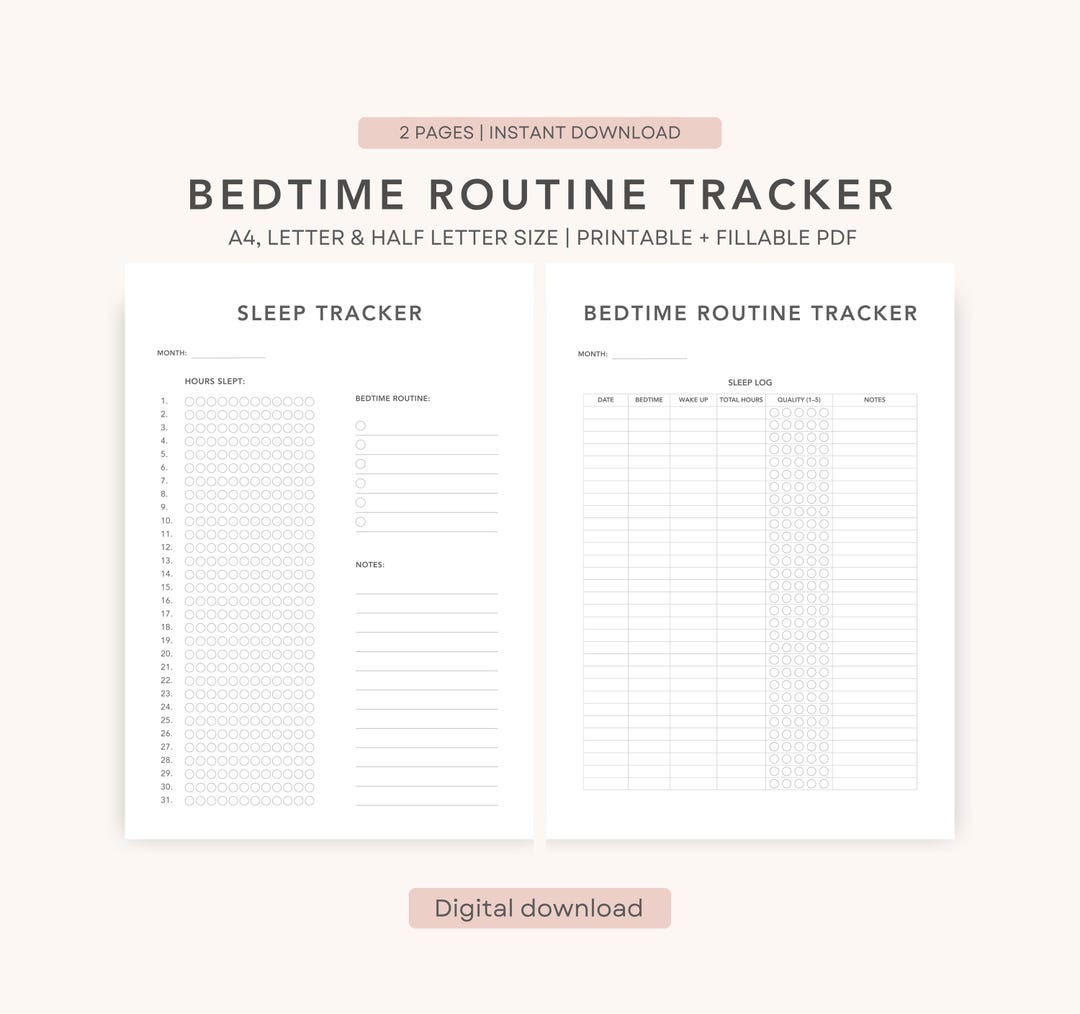Night Routine Digital Planner | Bedtime Sleep Quality Tracker ...