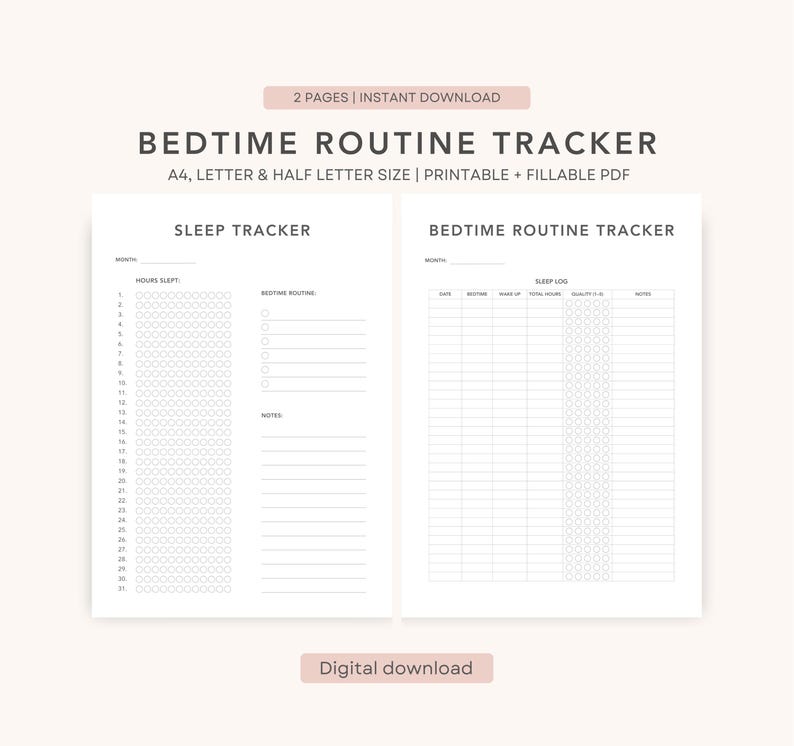 Night Routine Digital Planner | Bedtime Sleep Quality Tracker ...