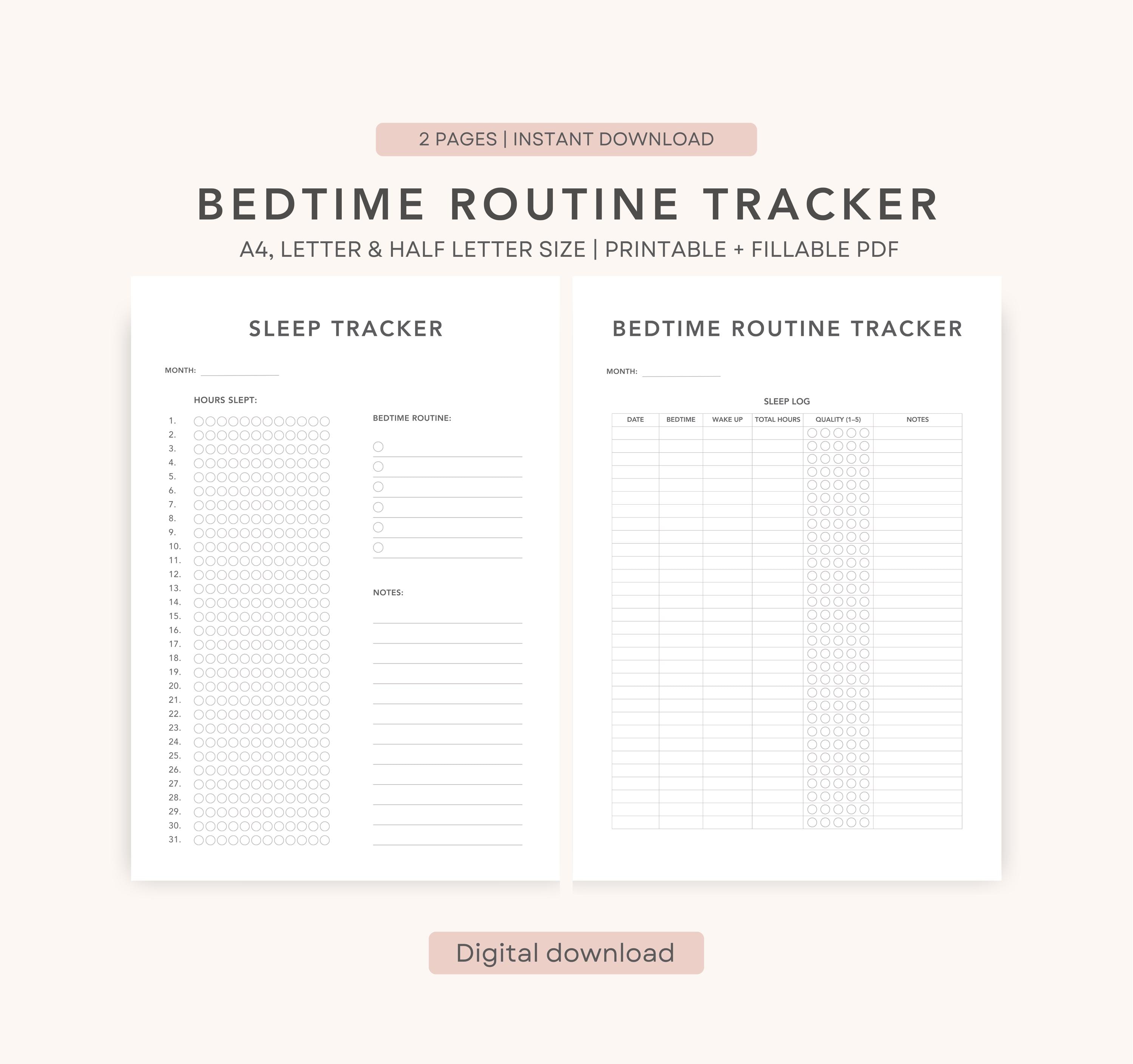 Sleep Routine Tracker Night Routine Digital Planner | Bedtime & Sleep Quality Tracker ...