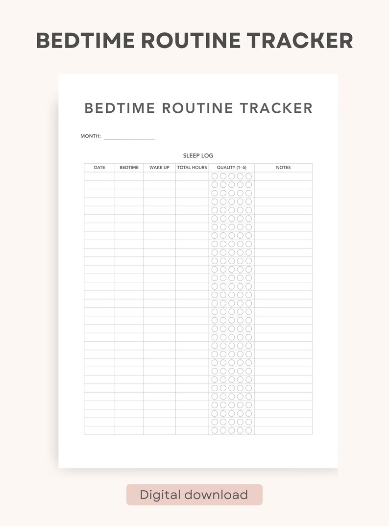 Night Routine Digital Planner | Bedtime & Sleep Quality Tracker ...