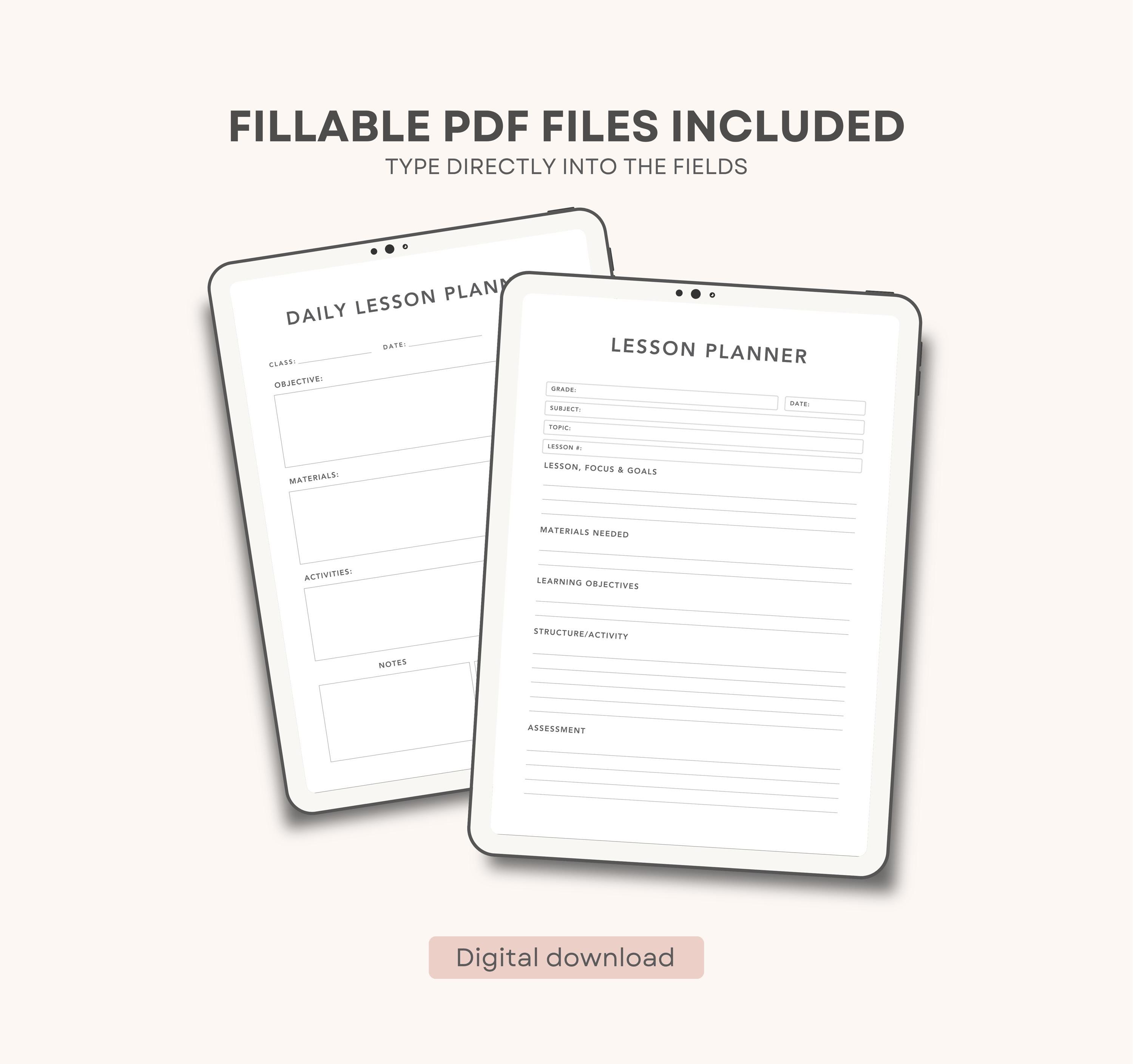 Teacher Lesson Planner Printable PDF – Weekly & Daily Schedule ...