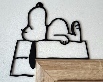 Snoopy Door Corner Decoration – 3D Printed PLA Wall Art – Peanuts Home Decor – Cute Cartoon Accent – 20×14 cm