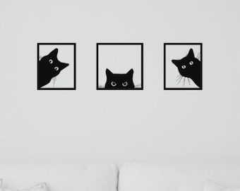 Set of 3 Cat Wall Art | Minimalist 3D Printed Wall Art | Modern Wall Art for the Living Room | Cat Lover Gift