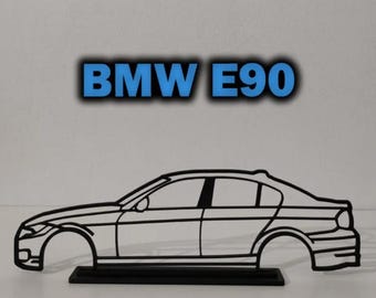 Silhouette BMW E90 Car model on a stand Decorative in Black PLA – Sports Car for Display