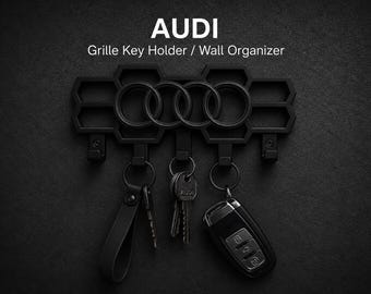 Audi Key Holder Wall Organizer | 3D Printed Car Key Rack | Audi Rings Honeycomb Design | Modern Entryway Decor | Gift for Audi Lovers