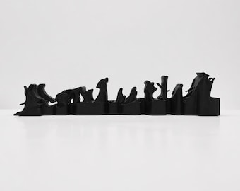Decoración 3D de "El Señor de los Anillos" – Ilusión de texto reversible | Escultura artística impresa en 3D | Objeto de fantasía único