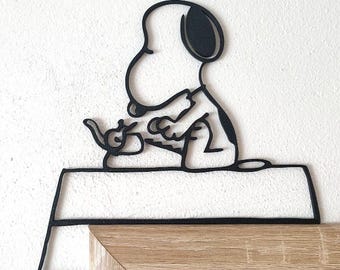 Snoopy Door Corner Decoration – 3D Printed PLA Wall Art – Peanuts Home Decor – Cute Cartoon Accent – 20×18 cm