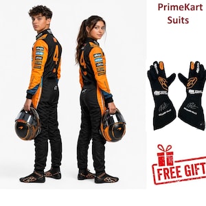 Trajes de Fórmula 1 para niños y adultos de pilotos famosos con guantes, gorras y zapatos a juego disponibles. Personalizables gratis con tu nombre, bandera, etc.