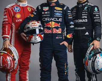 Kids and Adults Formula 1 Suits of Famous Racers with Matching Gloves, Caps and Shoes Available - Free Customizable with your Name, Flag etc