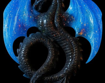 Galaxy-Winged Resin Dragon Wall Art – Handmade Fantasy Sculpture