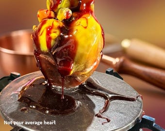 Gothic Anatomical Resin Heart Altar – Dripping Blood Effect Sculpture – Dark Decor, Occult Display, Horror Art, Unique Handmade Gift