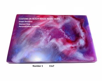 Resin Serving Tray | Personalized or Custom Resin Tray | Ocean Shoreline Tray | Abstract Resin Art | Coffee Table, Vanity or Wall Decor