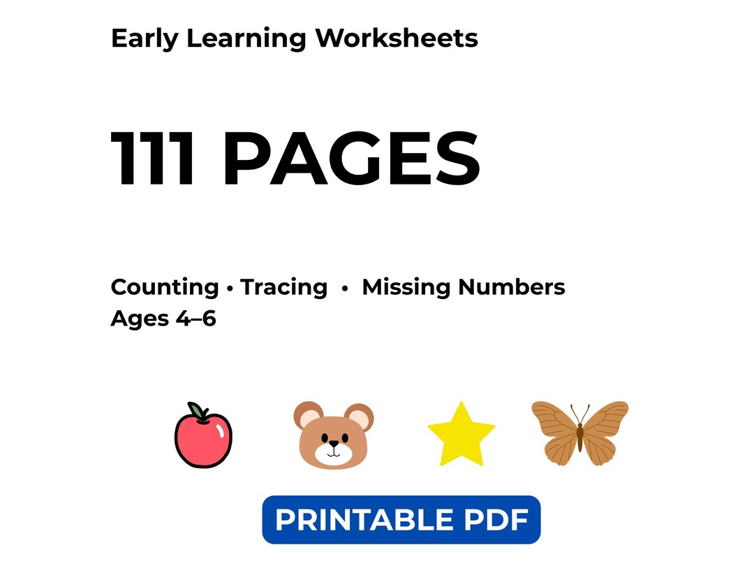 Early Learning Math Worksheets Printable Preschool - Etsy