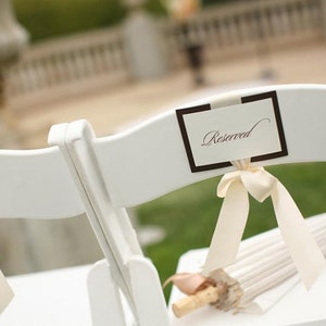 Ceremony reserved signs with tie on ribbon set of 4