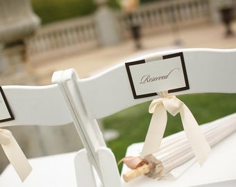 Ceremony reserved signs with tie on ribbon set of 4