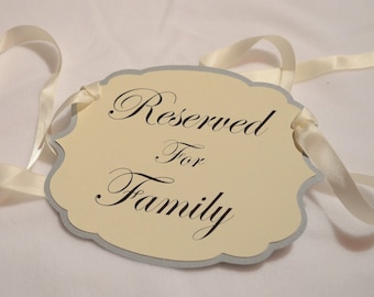 Scripte Reserved  For Family Chair Signs, Chair Wedding Signs, Ceremony