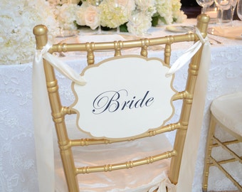 JUST THE BRIDE Chair Signs 1 sign, Just The Bride, Bridal shower chair signs